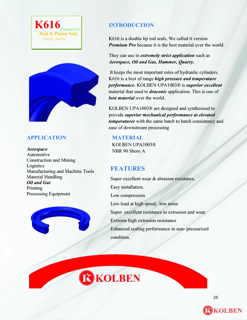 K616 Phớt ty 2 môi KOLBEN – ảnh 4