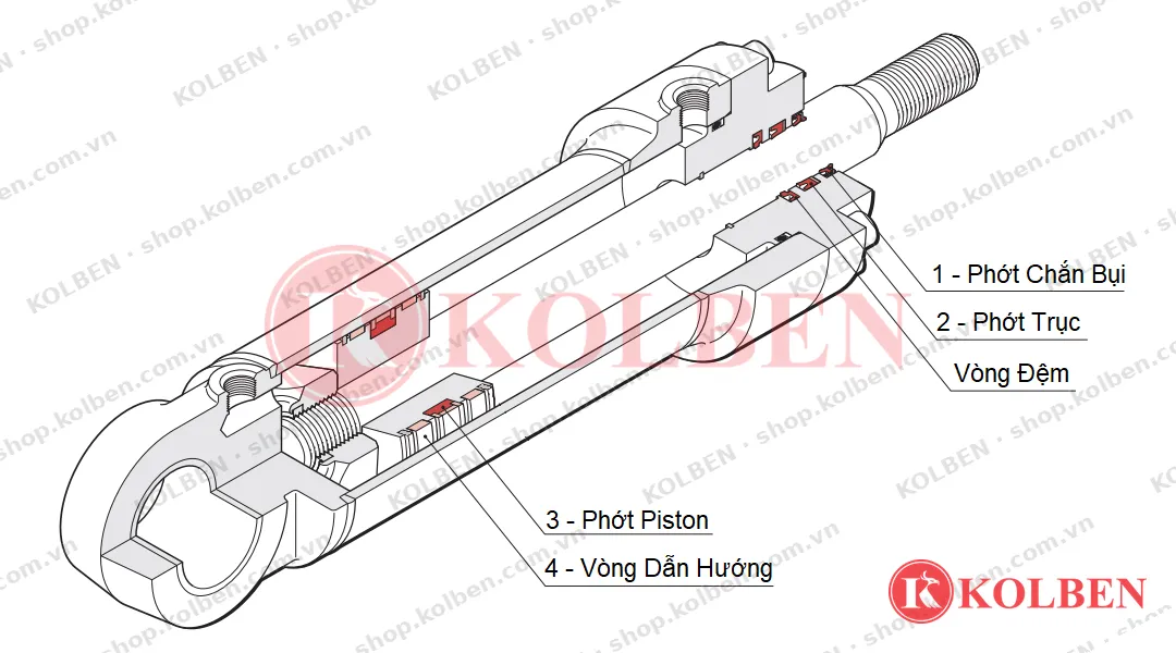 Vị trí các loại phớt trong xy lanh thủy lực